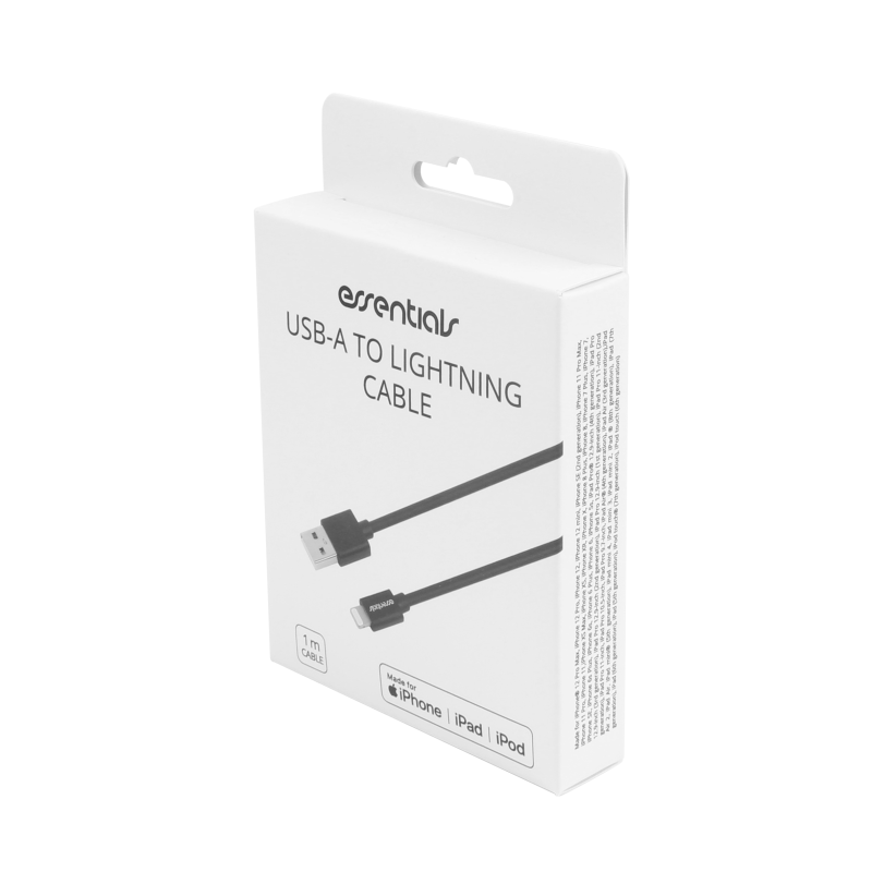UTGATT1 Essentials MFi Lightning USB-A Kabel 1m - Svart