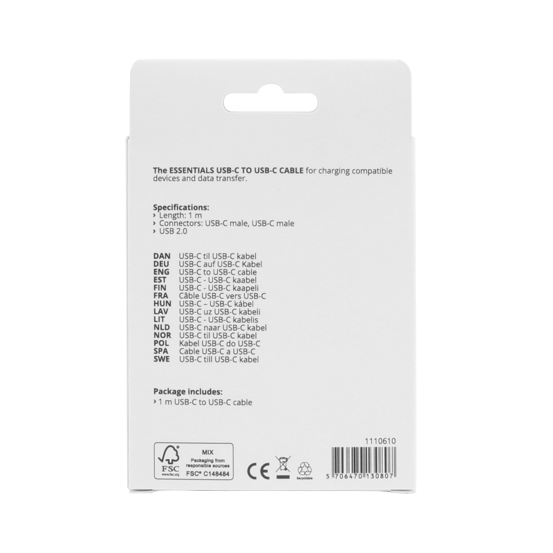 UTGATT1 Essentials MFi USB-C till USB-C Kabel 1m - Svart