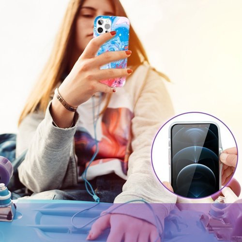 Kingxbar Kingxbar Watercolor Skal iPhone 12 Pro Max - Blå / Rosa