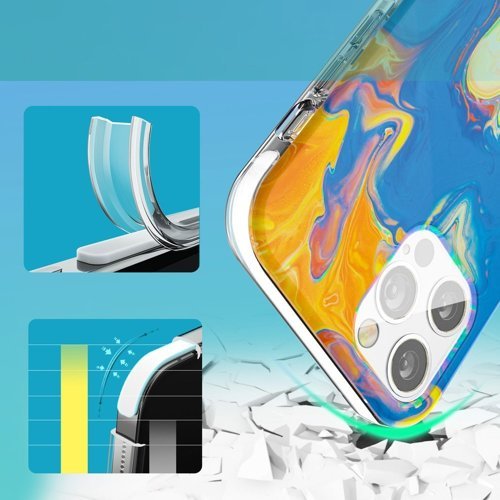 Kingxbar Kingxbar Watercolor Skal iPhone 12 Pro / 12 - Gul / Blå