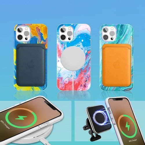 Kingxbar Kingxbar Watercolor Skal iPhone 12 Pro / 12 - Gul / Blå