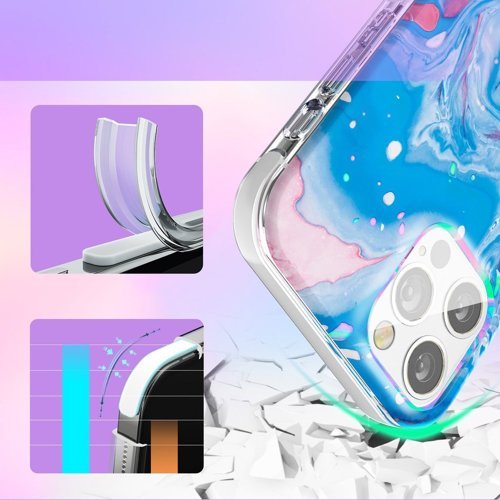 Kingxbar Kingxbar Watercolor Skal iPhone 12 Pro Max - Blå / Rosa