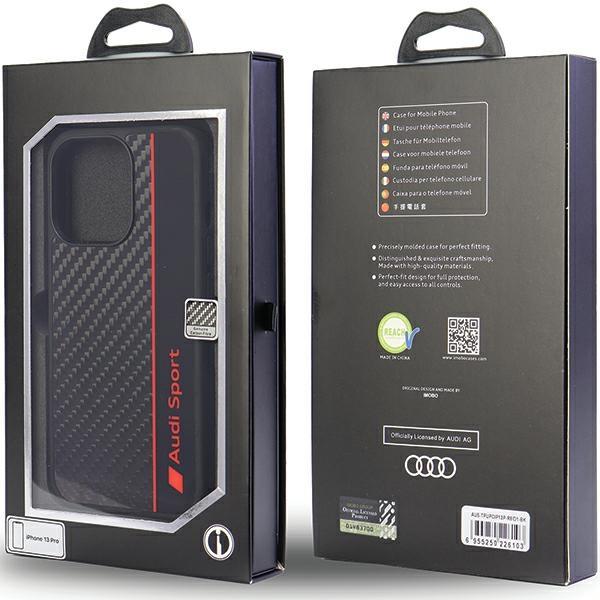 Audi Audi Mobilskal till iPhone 13/13 Pro Carbon Fiber Stripe - Svart