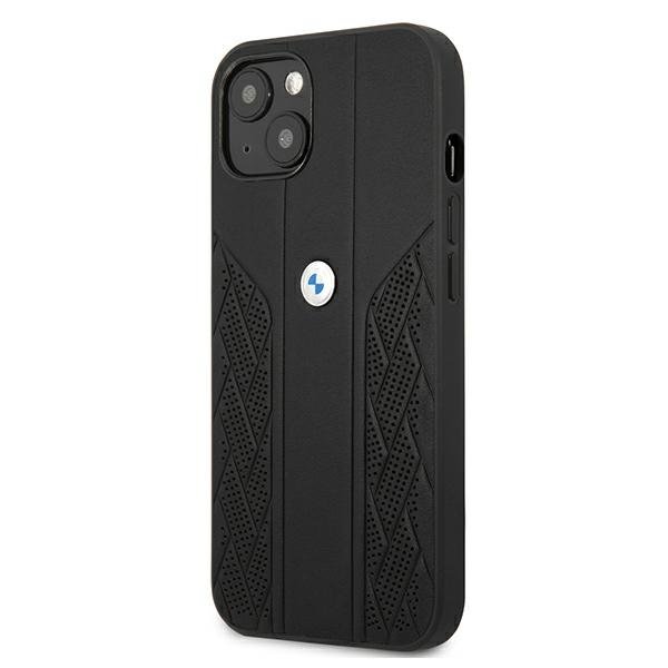 BMW BMW Läder Curve Perforate Skal iPhone 13 Mini - Svart