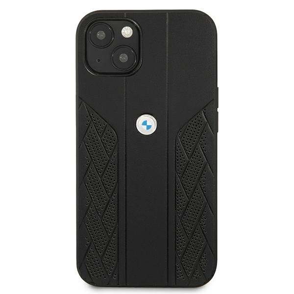 BMW BMW Läder Curve Perforate Skal iPhone 13 Mini - Svart