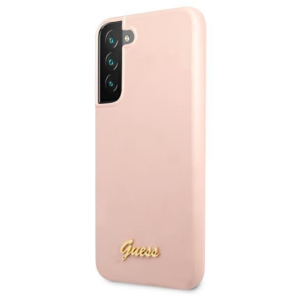 Guess Guess Silicone Script Metal Logo Skal Galaxy S22 Plus - Rosa