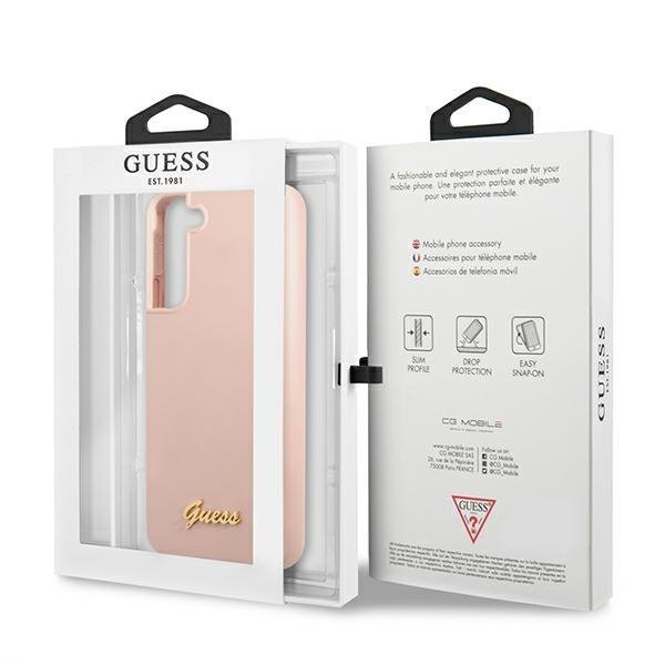 Guess Guess Silicone Script Metal Logo Skal Galaxy S22 Plus - Rosa