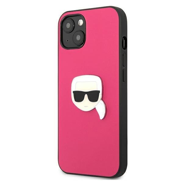 KARL LAGERFELD Karl Lagerfeld Läder Ikonik Karl`s Head Metal Skal iPhone 13 mini - Rosa