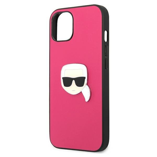 KARL LAGERFELD Karl Lagerfeld Läder Ikonik Karl`s Head Metal Skal iPhone 13 mini - Rosa