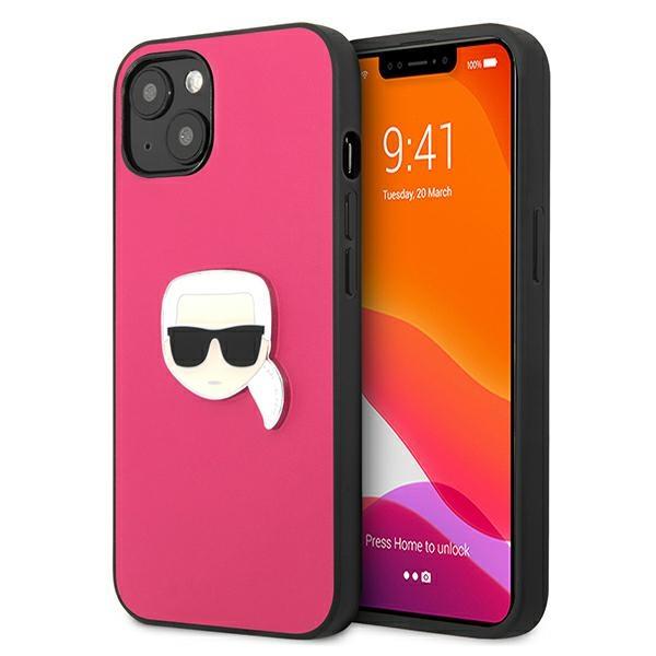 KARL LAGERFELD Karl Lagerfeld Läder Ikonik Karl`s Head Metal Skal iPhone 13 mini - Rosa