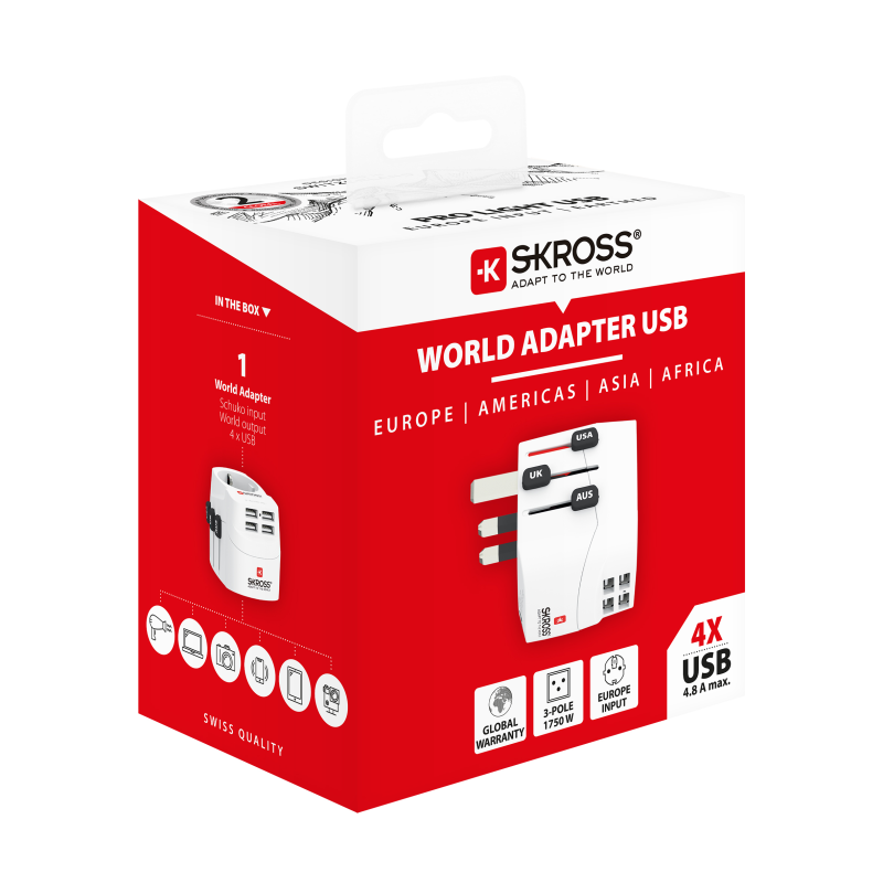 UTGATT1 SKross PRO Light MUV World Travel Laddare USB 4xA