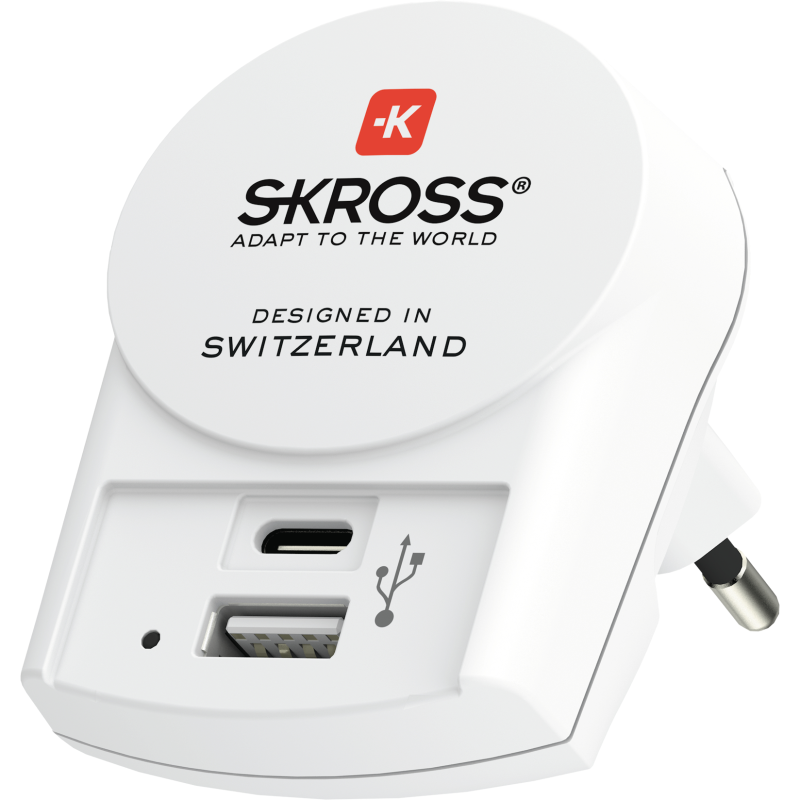 UTGATT1 SKross Euro USB - 1xUSB Type C/1xUSB Type A Laddare