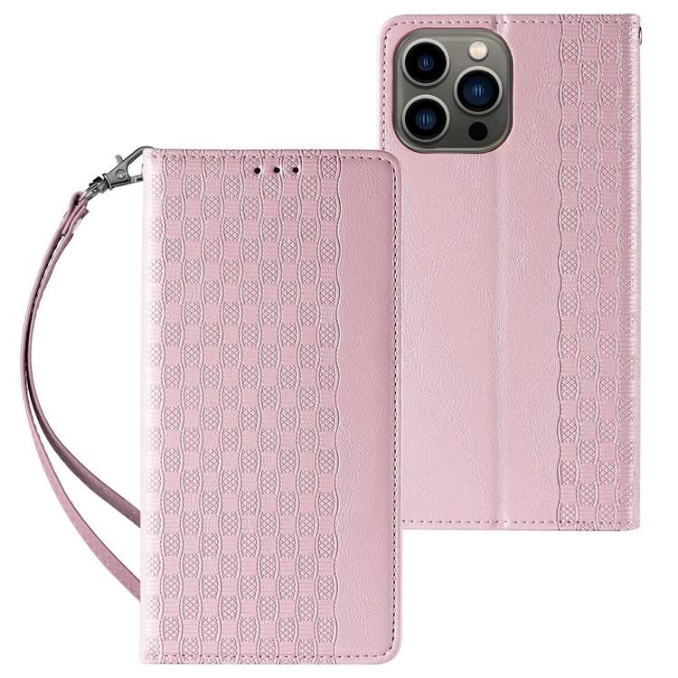 OEM iPhone 13 Pro Max Plånboksfodral Magnet Strap - Rosa