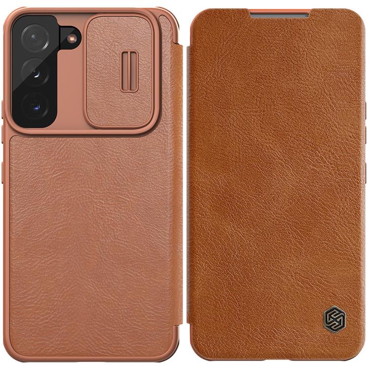 Nillkin Nillkin Galaxy S22 Plus Plånboksfodral Qin Läder Pro Holster Flip - Brun