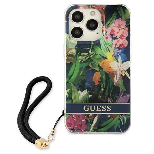 Guess Guess iPhone 13 Pro Max Skal Flower Strap - Blå