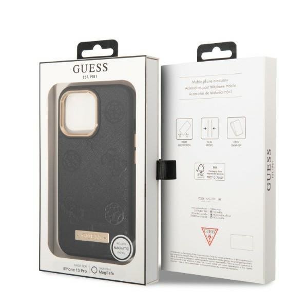 Guess Guess iPhone 13 Pro Skal Magsafe Peony Logo Plate - Svart