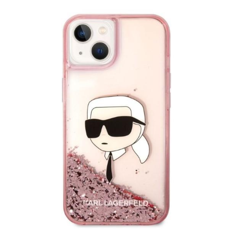 KARL LAGERFELD Karl Lagerfeld iPhone 14 Plus Skal Liquid Glitter Head - Rosa