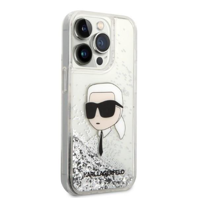 KARL LAGERFELD Karl Lagerfeld iPhone 14 Pro Max Skal Liquid Glitter Head - Silver