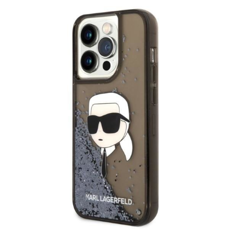 KARL LAGERFELD Karl Lagerfeld iPhone 14 Pro Max Skal Liquid Glitter Head - Svart