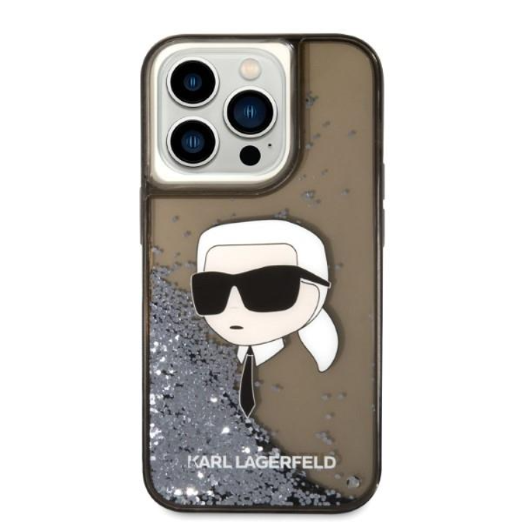 KARL LAGERFELD Karl Lagerfeld iPhone 14 Pro Skal Liquid Glitter Head - Svart