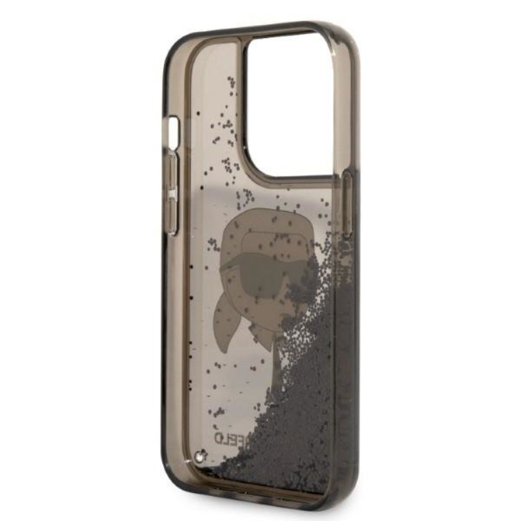 KARL LAGERFELD Karl Lagerfeld iPhone 14 Pro Skal Liquid Glitter Head - Svart