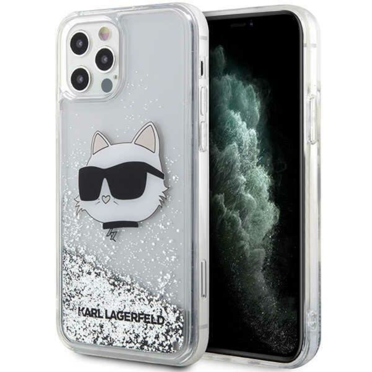 KARL LAGERFELD Karl Lagerfeld iPhone 12/12 Pro Skal Liquid Glitter Choupette Head - Silver