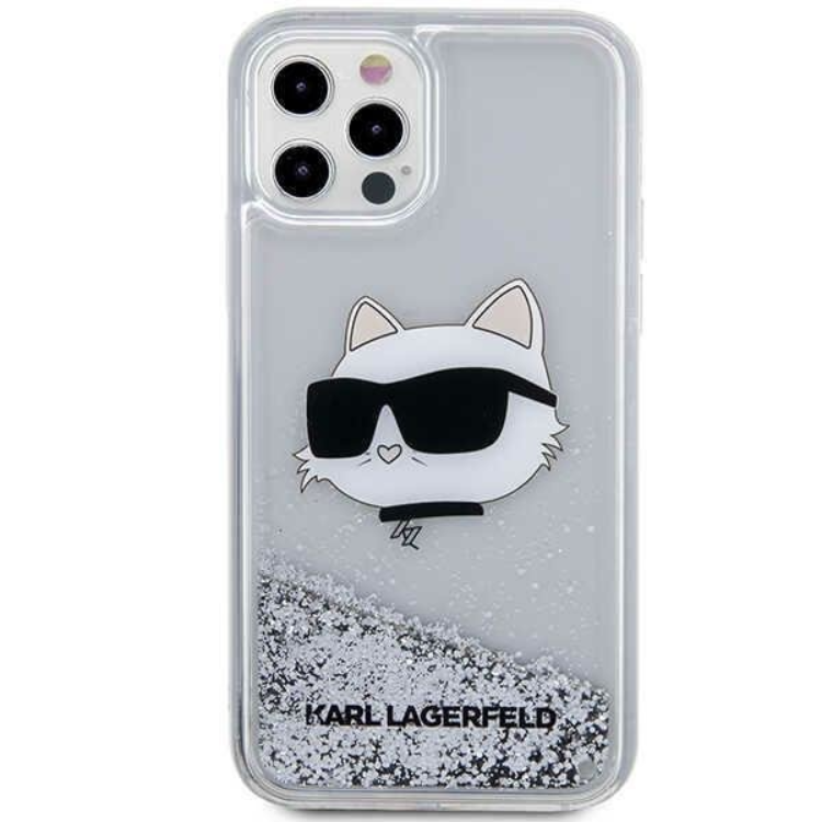 KARL LAGERFELD Karl Lagerfeld iPhone 12/12 Pro Skal Liquid Glitter Choupette Head - Silver