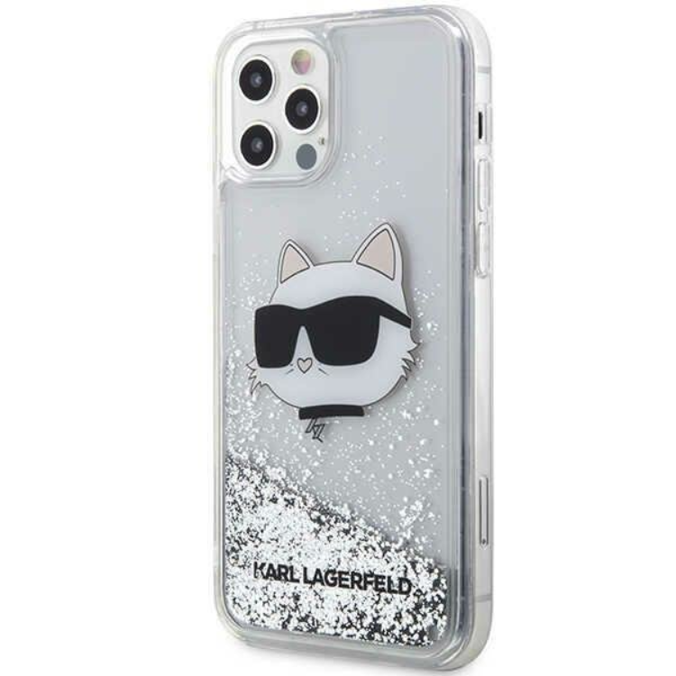 KARL LAGERFELD Karl Lagerfeld iPhone 12/12 Pro Skal Liquid Glitter Choupette Head - Silver