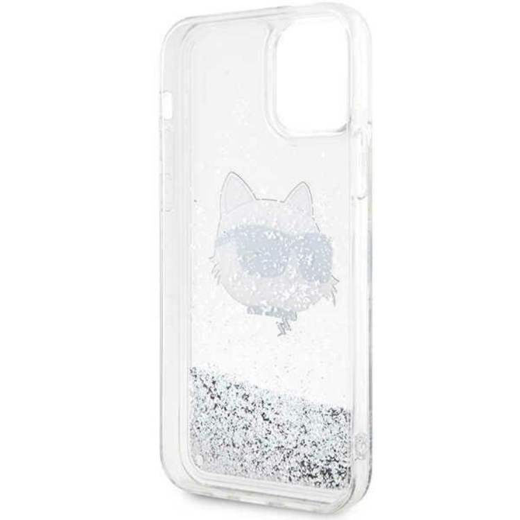 KARL LAGERFELD Karl Lagerfeld iPhone 12/12 Pro Skal Liquid Glitter Choupette Head - Silver
