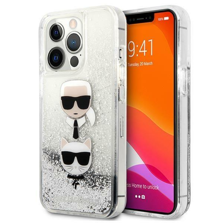KARL LAGERFELD Karl Lagerfeld iPhone 13 Pro/13 Skal Liquid Glitter Head - Silver