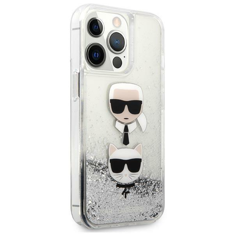 KARL LAGERFELD Karl Lagerfeld iPhone 13 Pro/13 Skal Liquid Glitter Head - Silver