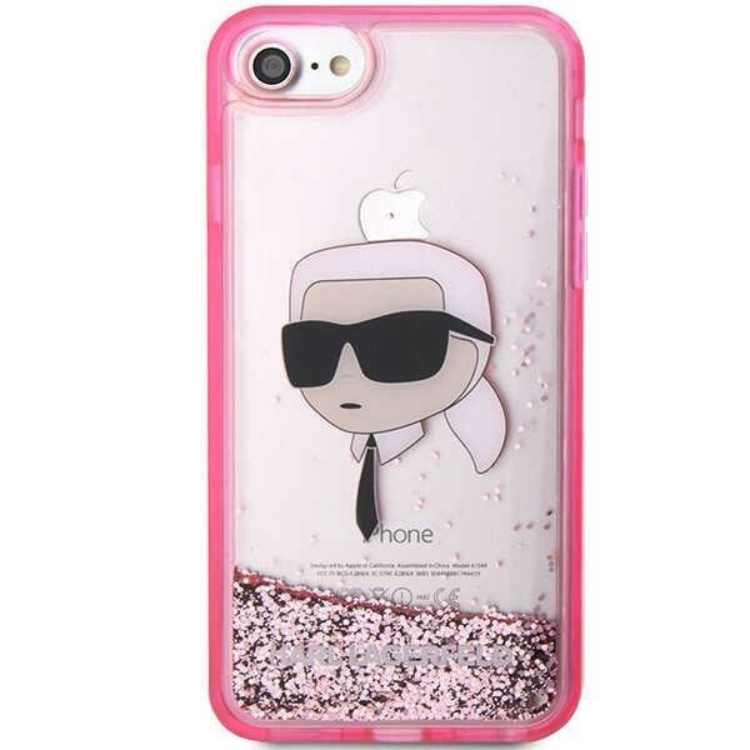 KARL LAGERFELD Karl Lagerfeld iPhone 7/8/SE (2020/2022) Skal Liquid Glitter Head - Rosa