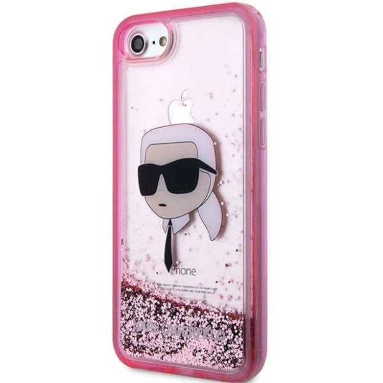KARL LAGERFELD Karl Lagerfeld iPhone 7/8/SE (2020/2022) Skal Liquid Glitter Head - Rosa
