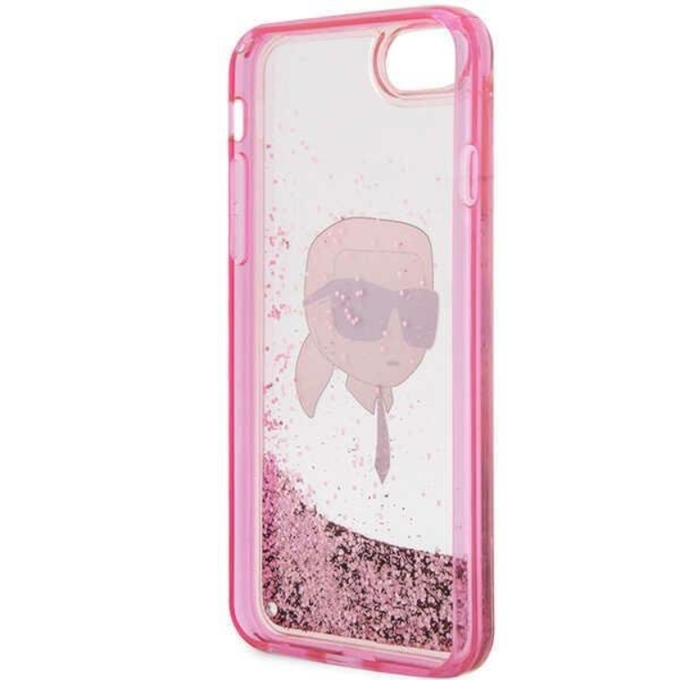 KARL LAGERFELD Karl Lagerfeld iPhone 7/8/SE (2020/2022) Skal Liquid Glitter Head - Rosa