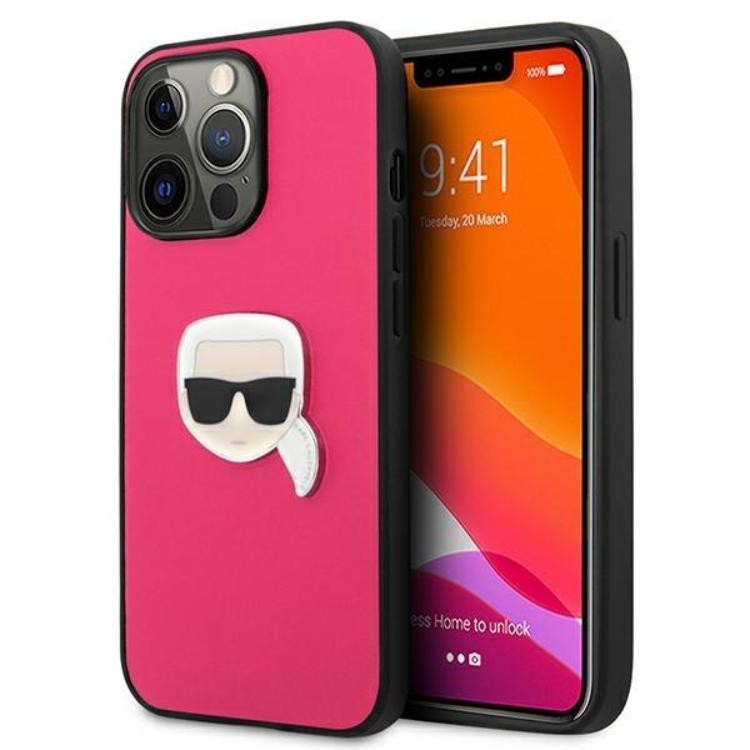 KARL LAGERFELD Karl Lagerfeld Mobilskal till iPhone 13 Pro Läder Ikonik - Rosa