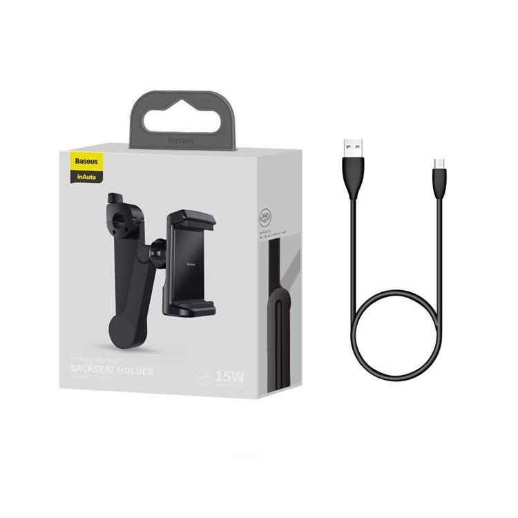 BASEUS Baseus Baksäthållare Trådlös Laddare 15 W - svart