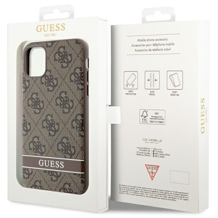 Guess Guess Mobilskal till iPhone 11/XR Stripe - Brun