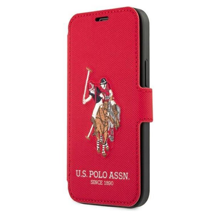 US Polo US Polo Embroidery Collection Plånboksfodral iPhone 12 / 12 Pro - Röd
