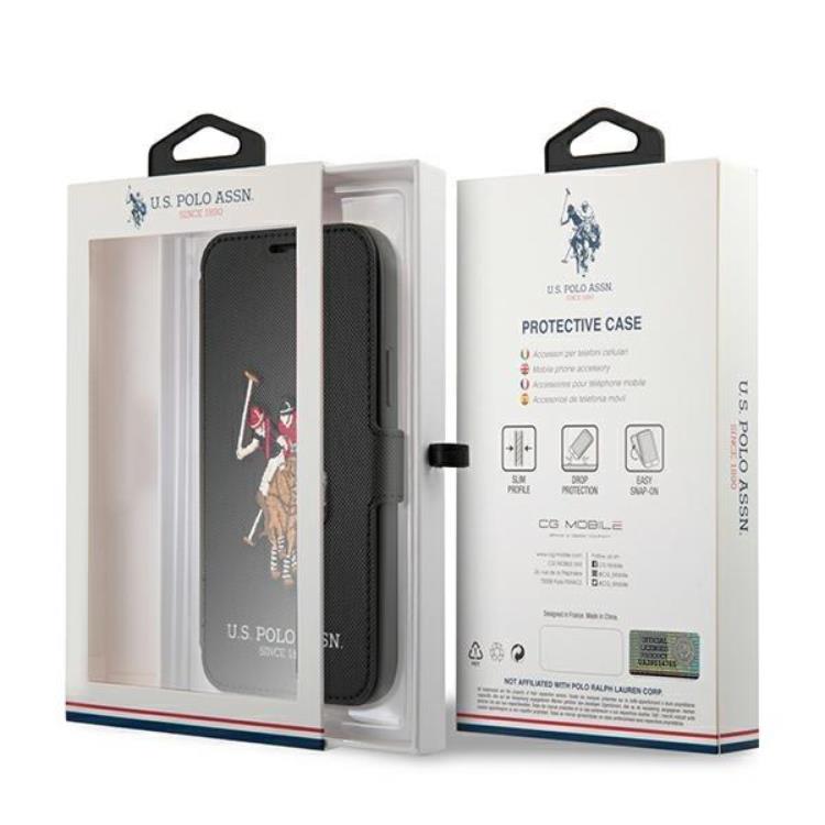 U.S. Polo Assn. US Polo Embroidery Collection Plånboksfodral iPhone 12 / 12 Pro - Svart