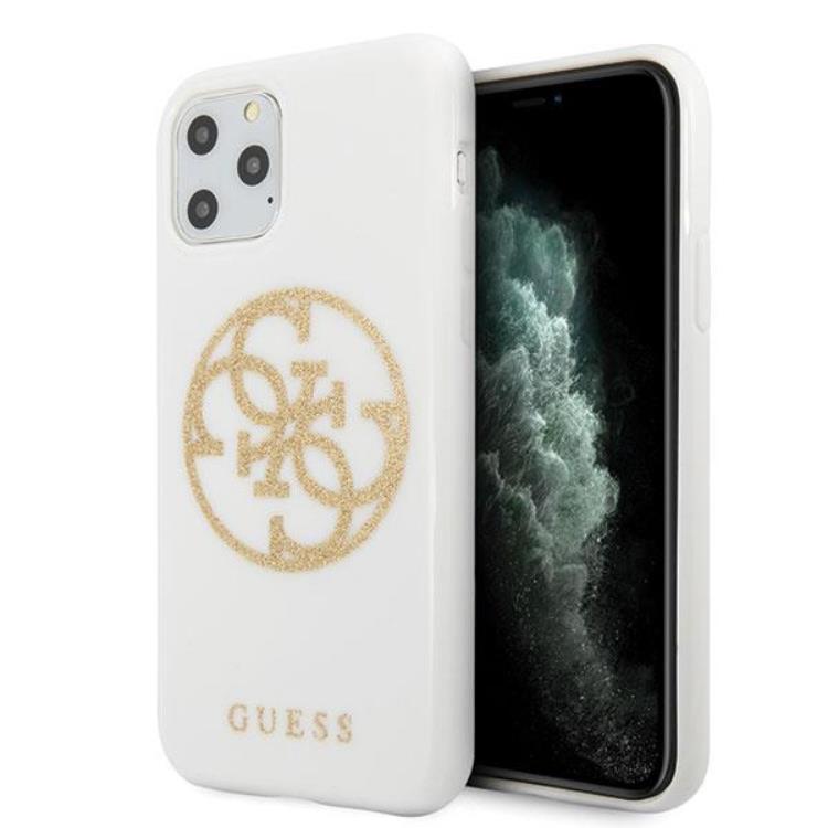 Guess Guess Glitter Circle Logo Skal iPhone 11 Pro Max - Vit