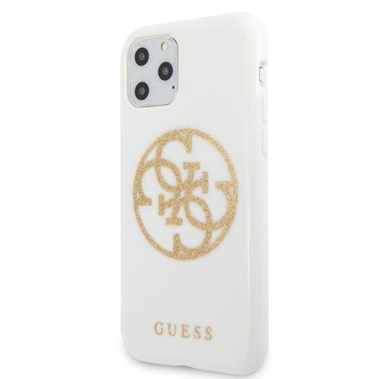 Guess Guess Glitter Circle Logo Skal iPhone 11 Pro Max - Vit