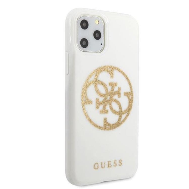 Guess Guess Glitter Circle Logo Skal iPhone 11 Pro Max - Vit