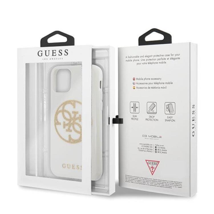 Guess Guess Glitter Circle Logo Skal iPhone 11 Pro Max - Vit