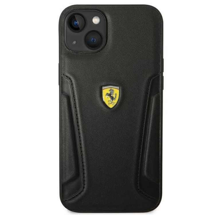 Ferrari Ferrari iPhone 14 Plus Skal Läder Stamp Sides - Svart