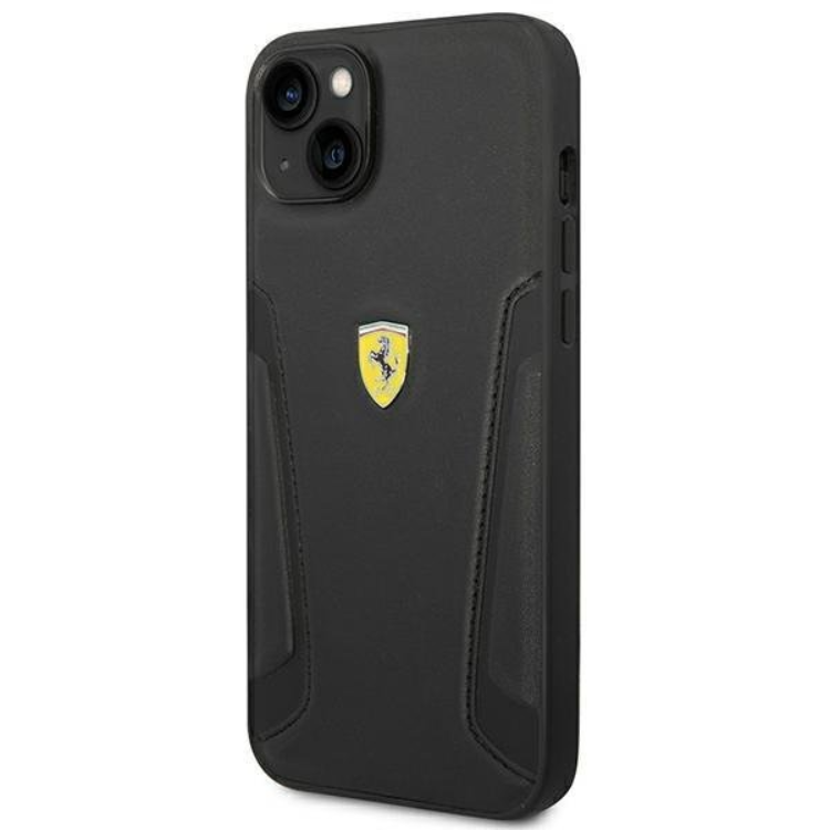 Ferrari Ferrari iPhone 14 Plus Skal Läder Stamp Sides - Svart