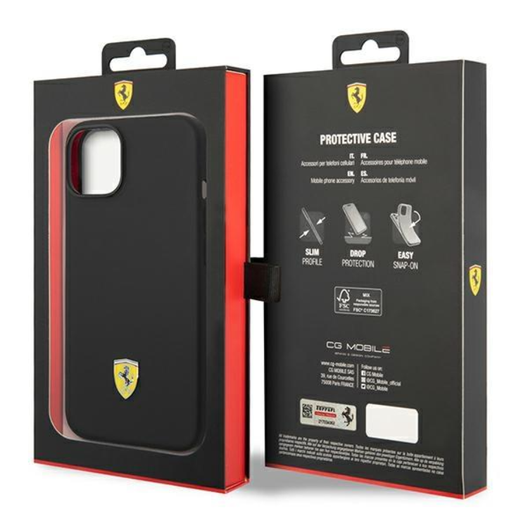 Ferrari Ferrari iPhone 14 Skal Silicone Metal Logo - Svart