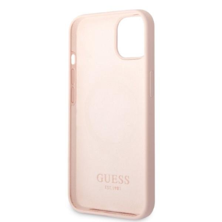 Guess Guess iPhone 13 Mini Skal MagSafe Silicone Logo Plate - Rosa