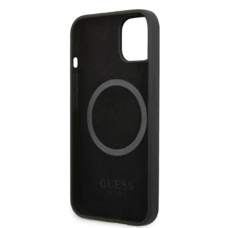 Guess Guess iPhone 13 Mini Skal MagSafe Silicone Logo Plate - Svart