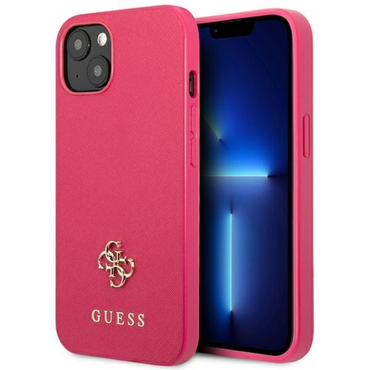 Guess Guess iPhone 13 Mini Skal Saffiano Small Metall Logo - Rosa