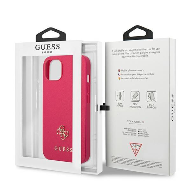 Guess Guess iPhone 13 Mini Skal Saffiano Small Metall Logo - Rosa